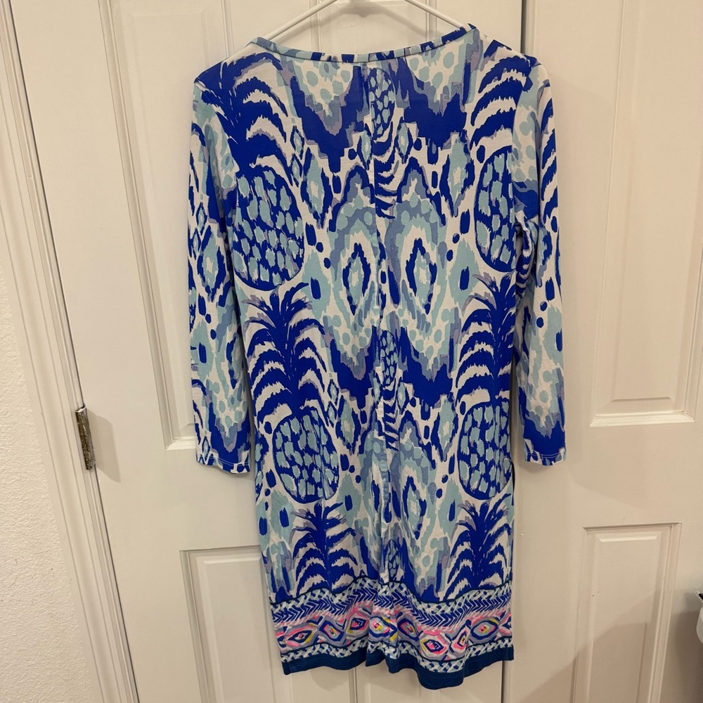 🌴 Lilly Pulitzer‎ Blue Pineapple Print Dress – Size S | Pima Cotton 🌴 - Picture 3 of 4